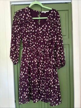 Collective Concepts Plum Floral Print Long Sleeve Dress